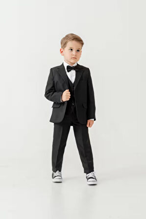 Mini Gentleman Erkek Çocuk Takım Elbise - 5 Parça (Ceket, Yelek, Gömlek, Pantolon, Papyon)