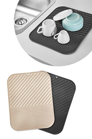 CT-STONES® Silikon Kaydırmaz Mutfak İçin Bulaşık Matı, Çok Amaçlı Kurutmalık 36x28cm