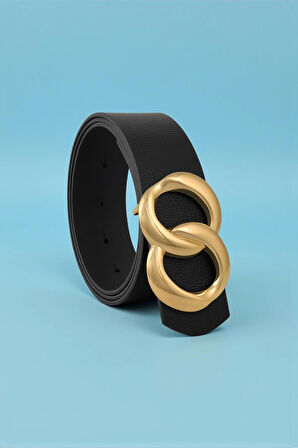 Sonsuz Gold Tokalı Siyah Kadın Kemer