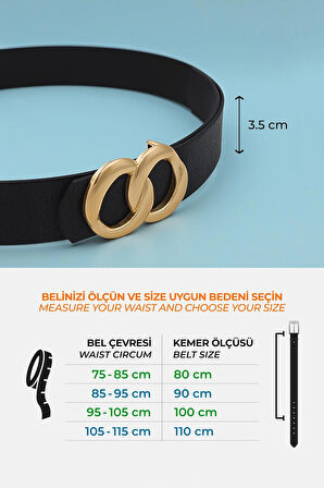 Sonsuz Gold Tokalı Siyah Kadın Kemer
