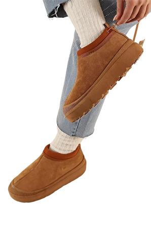 Süet Kalın Taban İçi Kürklü Arkadan Lastikli Kadın Bot TABA