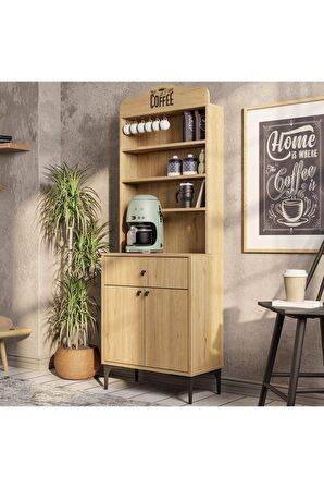 Mezza 5202 SIESTA 69 CM KAHVE KÖŞESİ ÇOK AMAÇLI DOLAP 2 KAPAKLI 1 ÇEKMECELİ KİLER MUTFAK DOLABI SEPET