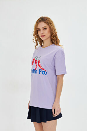 White Fox  Kadın Biber Baskılı Bisiklet Yaka T-shirt