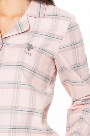 Kadın Uzun Kollu Kareli Gömlek Pijama Takımı S26168 NEFES ALABİLEN KUMAŞ RAHAT KESİM