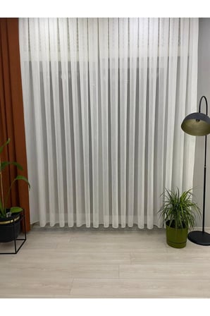 Ribella Ekru Renkli 1/3 Sık Pileli Modern Tül Perde