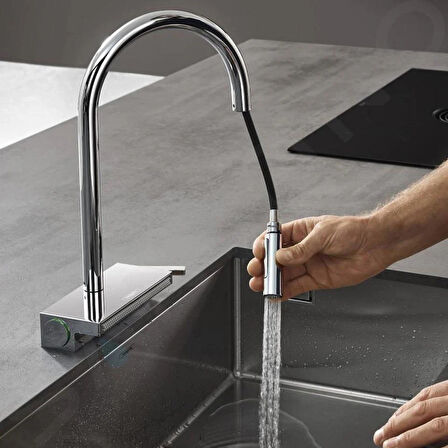 Hansgrohe Aquno Select M81 Spiralli Eviye Bataryası sBox Satin Siyah