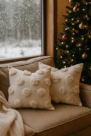 Tüylü ve Desenli Kırlent - 40x40 cm Şık ve Konforlu Dekoratif Yastık