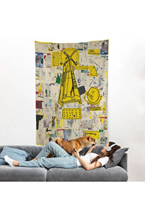 Jean-Michel Basquiat - Yel Değirmeni Duvar Örtüsü - Windmill-7383