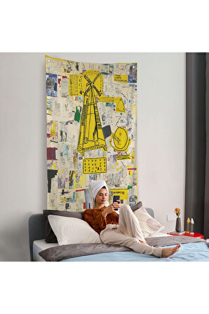 Jean-Michel Basquiat - Yel Değirmeni Duvar Örtüsü - Windmill-7383