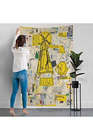 Jean-Michel Basquiat - Yel Değirmeni Duvar Örtüsü - Windmill-7383