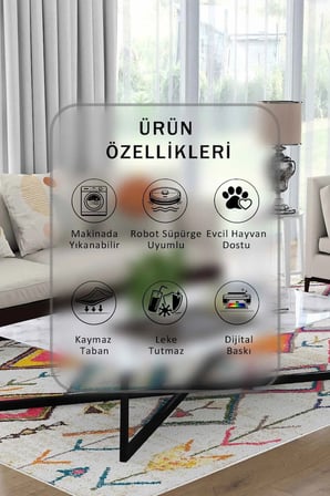Yıkanabilir Kaymaz Taban Dijital Baskılı Halı ve Yolluk – Leke Tutmaz Salon & Mutfak Halısı