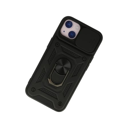 Apple iPhone 13 Kılıf Pars Lens Yüzüklü Silikon - Siyah