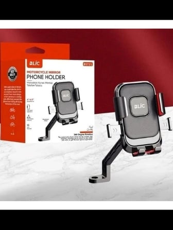 Blic Motosiklet Telefon Tutucu Siyah Ayna Bağlantılı 360 Derece Ayarlanabilir 4-6.9 İnç Uyumlu