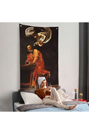 Caravaggio - Aziz Matta ve Melek Duvar Örtüsü - Saint Matthew and the Angel-7388