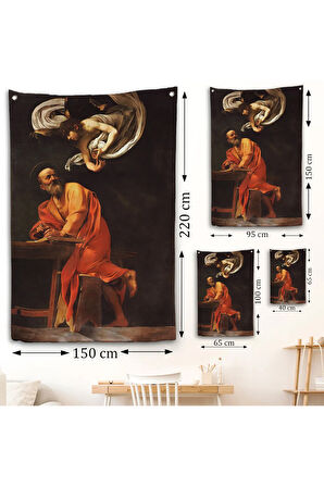 Caravaggio - Aziz Matta ve Melek Duvar Örtüsü - Saint Matthew and the Angel-7388