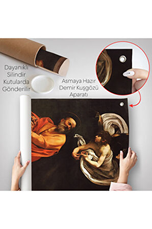 Caravaggio - Aziz Matta ve Melek Duvar Örtüsü - Saint Matthew and the Angel-7388