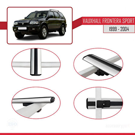 Vauxhall Frontera 2 Sport 1999-2004 Arası ile Uyumlu BASIC Model Ara Atkı Tavan Barı Gri 2 Adet