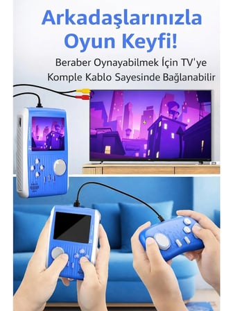 500 Dahili Oyunlu Mini Game Konsol Tv Bağlantılı 3.0” Ekran + Şarjlı + Taşınabilir
