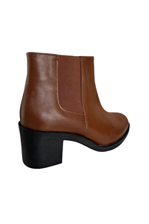 Kadın Kısa Topuklu Fermuarlı Kadın Bot (7 Cm) TABA