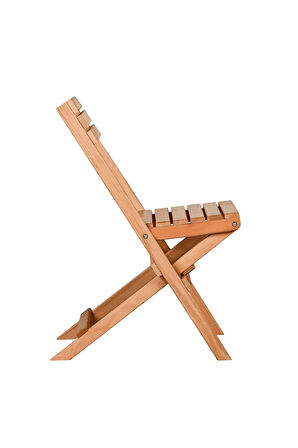Reyo Ahşap Katlanır Puf Minderli 3'lü Bistro Set Bahçe Takımı Naturel Yeşil