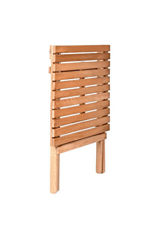 Reyo Ahşap Katlanır Puf Minderli 3'lü Bistro Set Bahçe Takımı Naturel Yeşil