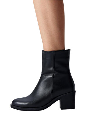 Kadın Topuklu Fermuarlı Bot (7 Cm) SİYAH