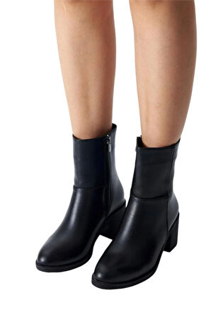 Kadın Topuklu Fermuarlı Bot (7 Cm) SİYAH