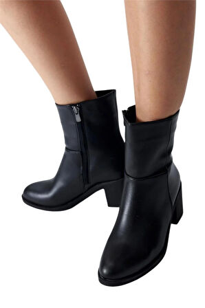 Kadın Topuklu Fermuarlı Bot (7 Cm) SİYAH