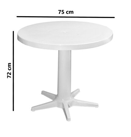 Omnipazar MT-GF205 Prima Rose Plastik Yuvarlak Bahçe Balkon Masa Ø75 cm