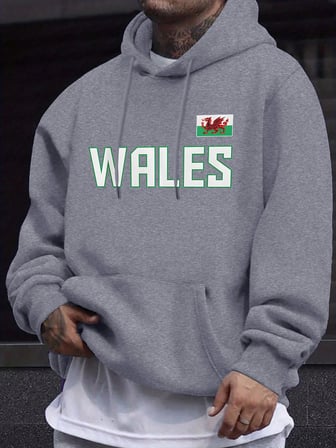 Galler Mektubu Ve Bayrak Baskılı Giysiler Erkek Sonbahar Günlük Sweatshirt 12 Renk Basit Soka