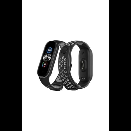 Xiaomi Mi Band 6 Spor Delikli Kordon - Siyah-Gri