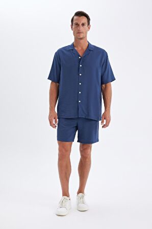 DeFacto Relax Fit Yazlık Polo Yaka Basic Düz Kısa Kollu Gömlek C8157AX24SMNV135