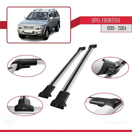 Opel Frontera 2 1999-2004 Arası ile Uyumlu FLY Model Ara Atkı Tavan Barı Gri 2 Adet