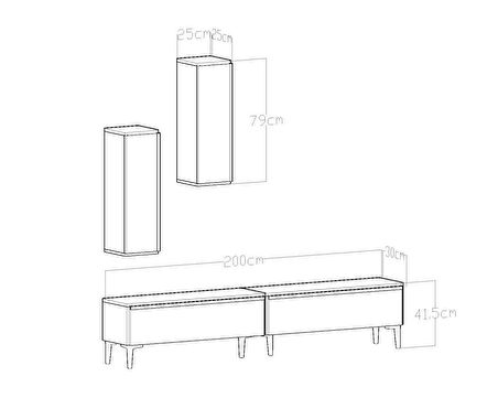 Valeria Tv Ünitesi Altın Ayaklı Beyaz Antrasit