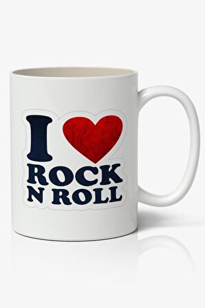 I Love Rock 'N' Roll Baskılı Kupa Bardak Baskılı Kahve Kupa Bardak