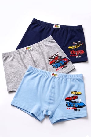 Öts Erkek Çocuk 3’lü Pamuklu Boxer Baskılı Premium Günlük Kullanım (7398-3)