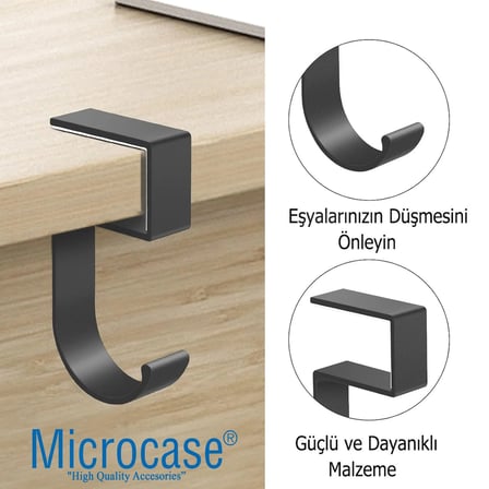 Microcase Masaya Monte Çanta Kulaklık Eşya Poşet vb Tutucu Askı- AL4787 Gri