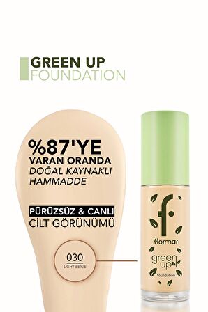 Flormar Green Up Kremsi Dokulu & Mat Bitişli Vegan Fondöten