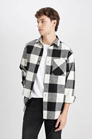 DeFacto Regular Fit Kareli Oduncu Uzun Kollu Gömlek D3298AX24WNBK81