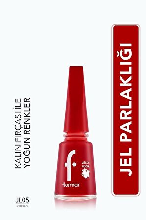 Flormar Jel Görünümlü Parlak Oje (Kırmızı) - Jelly Look Nail Enamel - JL05 Fire Red - 8690604233632