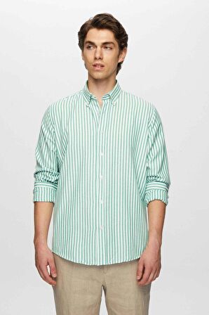 Ds Damat Slim Fit Yeşil Çizgili Gömlek 0HC02ORT11265