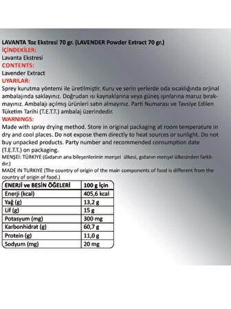 Lavanta Toz Ekstresi 70 Gr Cam Kavanoz