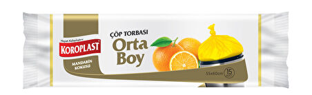 Koroplast Mandarin Kokulu Orta Boy Çöp Torbası 15 Adet 55x60 cm