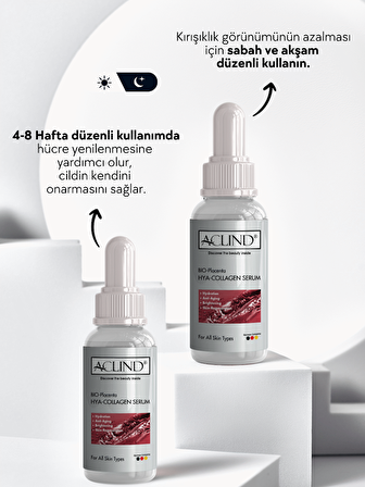 Aclind® BIO-Placenta Cildi Yeniler ve Sıkılaştırır HYA-COLLAGEN SERUM 50 Ml Made In Germany