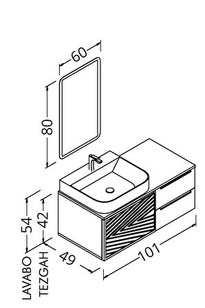 ARRON 100 CM BANYO DOLABI  SÜTLÜ KAHVE / DORADO - RAF VE BOY DOLAP HARİÇ