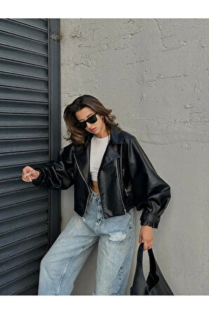 Yeni Sezon Oversize Kadın Siyah Ceket