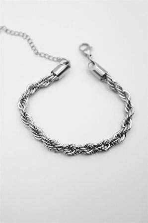Burgu Çelik Bileklik 4mm - Gümüş Rengi