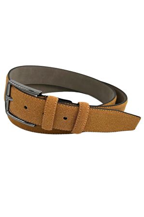 Taba Süet Suni Deri Dikişli 4 cm.lik Klasik Kemer - 7400-811
