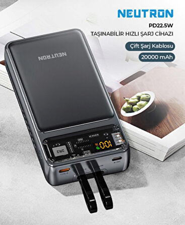 Neutron Type-c 20.000 Mah Iphone Hızlı Şarj Teknolojili Akım Korumalı Powerbank