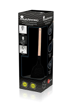 MasterPro 3'lü Mutfak Gereci Seti Silikon Uç Tahta Tutamaç Foodies Collection Serisi 4660